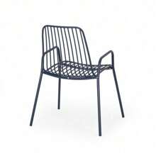 OMAHA Modern Matte Black Outdoor Chairs Set Of 2, Stylish Design With Rounded Edges And Parallel Lines, Sturdy Iron Frame, Perfect For Patio, Garden, Balcony, Or Outdoor Dining Spaces, Easy To Maintain And Weather-Resistant, Great For Christmas Decorations, Holiday Dining, And Home Decor, Better Furniture,Yifei Store
