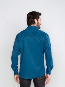 Men's Plain Wrinkle-Free Dress Shirt - Medium Wash - View 5