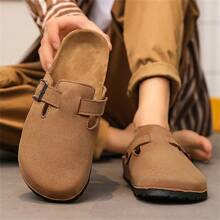 男士木质拖鞋，夏季软木便鞋，休闲包头鞋，适合办公室和海滩，加大码 - 駝色 - 查看 4