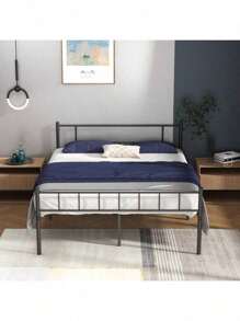 Estructura de cama de plataforma de metal, base de colchón de acero resistente, listones metálicos sin ruido