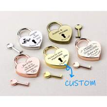 1 Pieza de candado personalizado con forma de corazón grabado, en oro y plata, regalo personalizado para compromiso, aniversario, cerradura de amor, novio, novia, regalo de Navidad, decoración del hogar, regalo único para parejas, mamá, papá, Día de San Valentín, Día de la Madre, Día del Padre, Acción de Gracias, Navidad, Aniversario, Cumpleaños - Multicolor - Ver 2