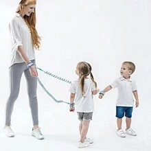 2-In-1 Child Anti-Lost Wristband With Key Lock For Travel, Detachable Dual-Use Rotating Head Anti-Cut Anti-Loss Traction Rope For Infant - Baby Blue - View 4