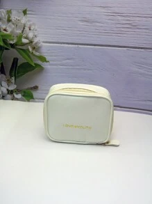 1pc Minimalist Waterproof Square Makeup Bag, PU Leather Large Capacity Cosmetic Organizer Pouch, Portable Carry Small Items Bag