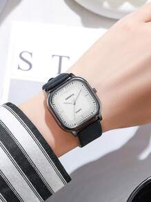 Square Watches For Students, Minimalist Retro Small Luxury Casual Elegant Nature Style Wristwatch - Multicolor - View 9