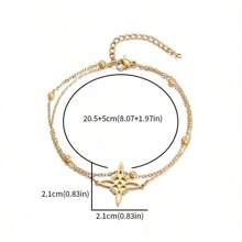 1pc Irish Witch Knot Stainless Steel Double Layer Adjustable Bracelet Elegant Charm Jewelry Birthday Gift - Multicolor - View 2