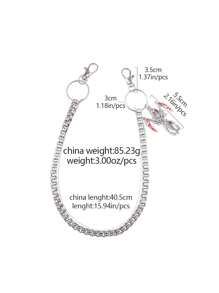 时尚吊坠单层粗链圆形饰品男士裤子链，百搭潮流配饰 - 彩色 - 查看 9