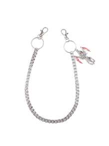 时尚吊坠单层粗链圆形饰品男士裤子链，百搭潮流配饰 - 彩色 - 查看 8