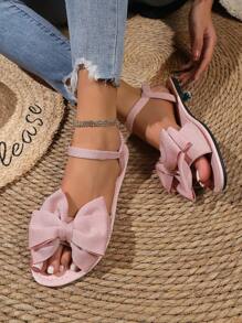 Sandali con punta quadrata francese, nuovi mocassini piatti con fiocco di primavera, stile delicato, scarpe con punta quadrata e lavorazione traforata