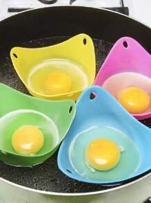 煮蛋器杯、煮蛋器模具杯、硅胶煮蛋器、带环架的煮蛋器杯、适用于微波炉空气炸锅炉灶煮蛋的煮蛋杯、不粘、4 件套、颜色随机