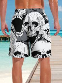 Men's 3D Summer Skull Printed Beach Pants - Multicolor - View 3