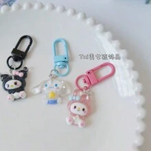 Sanrio Sanrio 10pcs/5pcs/1pc Transparent Kawaii Kitty Style Keychain, Suitable For Backpack, Car, Festival, Family Party, Birthday, Gift Choices