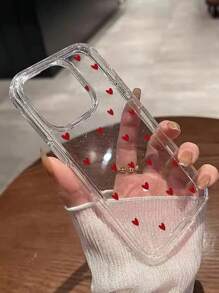 1个时尚闪亮爱心印花透明TPU手机壳，兼容 17/17 Pro/17 Pro Max/Air/7/8/7 Plus/8 Plus/X/XS/XR/XS Max/11/11 Pro/11 Pro Max/12/12 Pro/12 Pro Max/13/13 Pro/13 Pro Max/14/14 Pro/14 Plus/14 Pro Max/15/15 Pro/15 Plus/15 Pro Max/16/16 Pro/16 Plus/16 Pro Max - 無色 - 查看 2