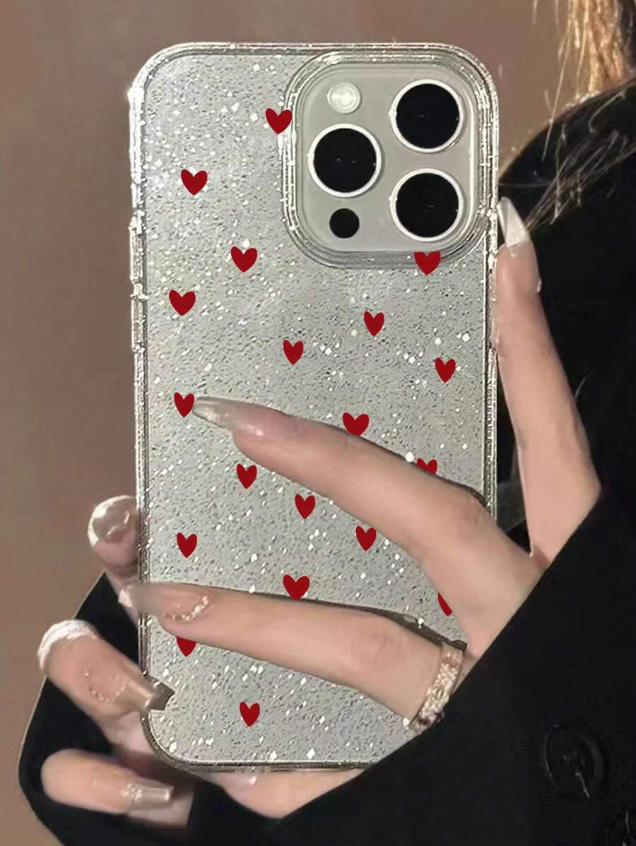1个时尚闪亮爱心印花透明TPU手机壳，兼容 17/17 Pro/17 Pro Max/Air/7/8/7 Plus/8 Plus/X/XS/XR/XS Max/11/11 Pro/11 Pro Max/12/12 Pro/12 Pro Max/13/13 Pro/13 Pro Max/14/14 Pro/14 Plus/14 Pro Max/15/15 Pro/15 Plus/15 Pro Max/16/16 Pro/16 Plus/16 Pro Max - 無色 - 查看 1