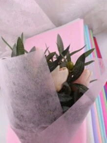 10 piezas de 48*48 cm Papel de seda artesanal DIY para ramos de flores, envoltura para regalos de boda, cumpleaños, Día de la Madre, San Valentín, con forro de algodón para arreglos florales
