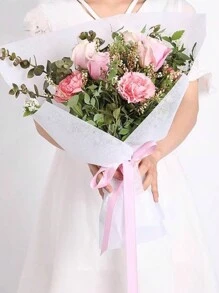 10 piezas de 48*48 cm Papel de seda artesanal DIY para ramos de flores, envoltura para regalos de boda, cumpleaños, Día de la Madre, San Valentín, con forro de algodón para arreglos florales