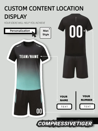 Anpassningsbar Gradient Sports Jersey-set - Snabbtorkande, kortärmad topp med dragsko och dragsko för basket, fotboll, badminton och fritidskläder