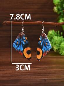 Butterfly Wing Drop Earrings - Multicolor - View 4
