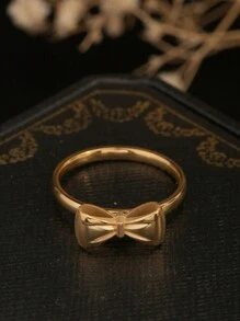 1 件 24K 镀金奢华蝴蝶结戒指，适合女性日常佩戴，送给母亲、妻子的礼物 - 金色 - 查看 4