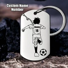 1 szt. spersonalizowany brelok piłkarski z imieniem gracza i numerem koszulki dla chłopców, grawerowany, trwały, nierdzewny, kolorowy, słodki, uroczy, zabawny, kawaii, Y2K, stylowy, unisex, swobodny, niestandardowy, spersonalizowany, wyjątkowy, spersonalizowany, idealny prezent dla niego, idealny prezent dla niej, dla niej, chłopaka, dziewczyny, rodziny, przyjaciół, dzieci, na rocznice, na walentynki, na dzień matki, na urodziny, na dzień dziecka, na dzień ojca, na ukończenie szkoły, na wesela, na parapetówkę