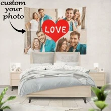 1 Piece Custom Tapestry, You Can Place Your Favorite Photos, Artists, Etc. For Male Or Female Bedroom Aesthetics, Room Decoration, Room Flags, Wall Decoration, Mother's Day Custom Tapestry, Children's Day, Father's Day, Graduation, Wedding, Housewarming, Christmas Bedroom, Tea Room, Living Room, Custom Flags, Home Decoration