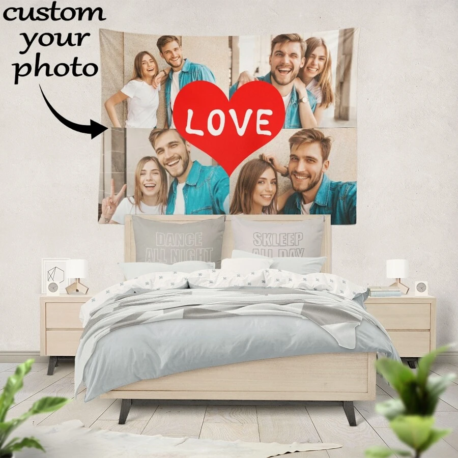 1 Piece Custom Tapestry, You Can Place Your Favorite Photos, Artists, Etc. For Male Or Female Bedroom Aesthetics, Room Decoration, Room Flags, Wall Decoration, Mother's Day Custom Tapestry, Children's Day, Father's Day, Graduation, Wedding, Housewarming, Christmas Bedroom, Tea Room, Living Room, Custom Flags, Home Decoration