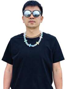 1pc Men's Fashion Acrylic Transparent Cross & Geometric Infinity Chain Necklace, Suitable For Everyday Wear And Gift - Geometry - View 5