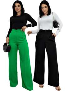 Kit 2 Women's Long Sleeve Blouse Cold Weather Round Neck Winter - Black and White - View 5