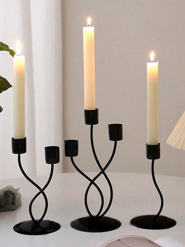 1pc Nordic Style Light Luxury Candlestick Ornament, Vintage Candlelight Dinner Prop, Minimalist Romantic Table Decoration For Home,Room Decor,Gifts Birthday Graduation