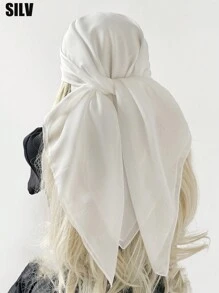 1pc Women Beach Accessories Solid Color Imitation Linen Square Scarf, Headwrap, Bandana, Suitable For Outdoor, Beach, Daily Wear, Holidays - A90 Imitation Cotton and Linen - View 17