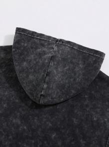 Shwiy 男士复古水洗黑色无袖连帽朋克摇滚乐队图案背心，适合音乐节和演唱会穿着