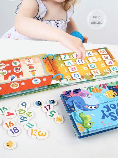 1 件适合幼儿的早期教育静音粘贴书，重复学习拼图贴纸书蒙特梭利玩具