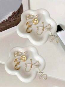 Leather Jewelry Tray For Rings, Earrings And Bracelets; Storage Organizer For Nightstand And Dresser; Catchall Tray For Watch And Coin; Phone And Key Holder With Printed Gold English Words, Gift For Back To School