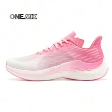 ONEMIX Nylon Carbon Fiber Running Shoes Marathon Shoes Breathable Ultra Light Track Field Kilometer Sneaker - Pink - View 1