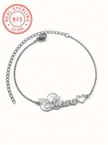 A 925 Silver Customized Personalized Name Bracelet, A Luxurious And Fashionable Men's And Women's Jewelry Accessory, A Surprise Gift For Loved Ones, Friends, And Family, A Simple, Elegant, Romantic, Bohemian Style Matching Accessory, Suitable For Valentine's Day