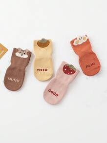 4 Pairs Cute Cartoon Pattern Baby Non-Slip Floor Socks - Multicolor - View 3