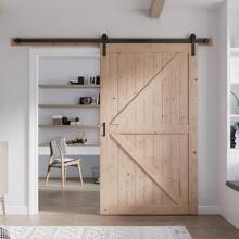 Wood Barn Door With 8FT Barn Door Hardware Kit Included  Shape Solid Spruce Wood Panel Need To Assembly,Strong And Durable - Khaki - View 1