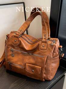 大容量、超热、高端手感包、新款单肩斜挎包、商务旅行行李包、女士时尚、休闲、复古、多功能手提包、简约托特包、中世纪摩托车包、商务休闲女包，非常适合办公室商务和工作、复古风格复古女包、女士托特包