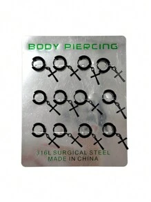 Men's And Women's Hoop Earrings With Cross/Without Cross Stainless Steel - màu đen - Xem 1