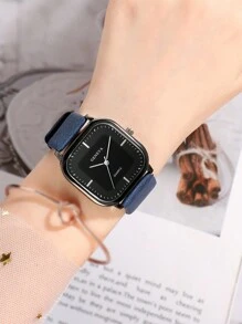 Square Watches For Students, Minimalist Retro Small Luxury Casual Elegant Nature Style Wristwatch - Multicolor - View 6