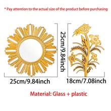 3pcs/Set Wall Mirror Decoration Set, Round Gold Mirror, Home Decor, Suitable For Bedroom, Living Room, Entrance - No Power Needed, Unique Wall Decoration Gifts Birthday Graduation