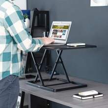 Ultra Slim 81cm Single Top Height Adjustable Standing Desk Riser Compact Sit Stand Desktop Converter For Monitor Laptop Black DESK-V032J - Black-81cm - View 9