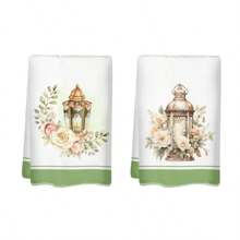 1 Pc, 2 Pcs, 4 Pcs, Towels With Floral And Lantern Prints, Woven From 100% Polyester Fiber, 16 * 24 Inches, Suitable For Party Decoration, Eid Al Fitr, Kitchen And Living Room Decoration - Multicolor - View 7