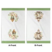 1 Pc, 2 Pcs, 4 Pcs, Towels With Floral And Lantern Prints, Woven From 100% Polyester Fiber, 16 * 24 Inches, Suitable For Party Decoration, Eid Al Fitr, Kitchen And Living Room Decoration - Multicolor - View 5