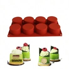 1 Piece 8-Cavity Cylindrical Silicone Chocolate Mold, Used For Ice Cream, Jelly, Pudding, Chocolate Dessert Cake Baking Tools, Is Ideal For Making Chocolate Cake Desserts. - Red - View 5