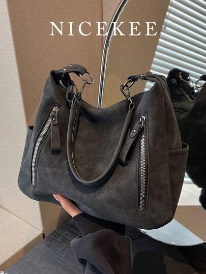 Fashionable New Large-Capacity Bag For Women, Versatile Retro Crossbody Bag, Textured Shoulder Commuter Tote Bag, Simple Frosted Armpit Bag, Niche College Student Shoulder Bag, Fashionable Personalized, Beautiful Shoulder Bag , Office Bag