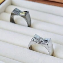 1 chiếc nhẫn nam thời trang, nhẫn đôi bằng kim loại khắc chữ mở, quà tặng ngày Valentine cho nữ. - Nhiều màu - Xem 3