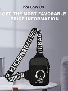 peach tree 男士小方形胸包、斜挎包、腰包、单肩包、跑步包、骑行包、时尚纯色简约卡通、宇航员、涂鸦印花运动街头商务休闲包趣味礼品胸包侧包挎包皮包流浪包旅行必备品节日必备品腰包夏季运动生活包包 - 彩色 - 查看 17