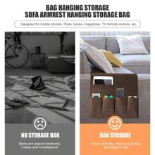 Household Armchair Caddy Felt Couch Recliner Armrest Organizer For Magazine Tablet Cell Phone Remote Control Hanging Storage Bag