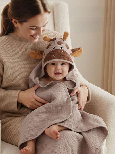 Khăn tắm cho bé có mũ trùm đầu, mềm mại và thấm hút tốt, kích thước 32" x 32", phù hợp cho trẻ sơ sinh và trẻ nhỏ, dùng được cho cả nam và nữ.