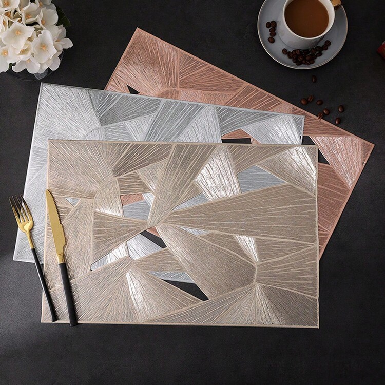 1pc/4pcs/6pcs Thick Square Openwork Decorative PVC Water-Resistant Heat-Resistant Placemat For Home, Kitchen, Hotel, Restaurant, Washable - Ribbon Placemat - View 9